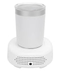 Game Changing Smart Electric Mug With Dual Temperature Controls on a white base with lid, ideal for hot and cold drinks.