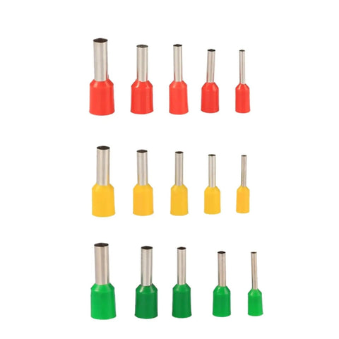 Get The Ultimate Wire Ferrule Kit With 600 Pieces Of Crimp Terminals And Connectors For Electrical Repairs On 22 To 12 AWG Cables Perfect For DIY Pros Who Need Quality Tools That Rock. Wire ferrules in red, yellow, and green sizes