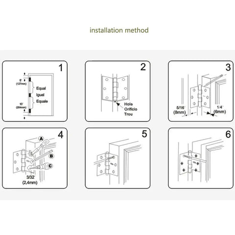 Zinc Alloy Bearing Door Hinge With Screws Silent Close For Wooden Doors And Cabinets Easy-install hinge installation guide diagram