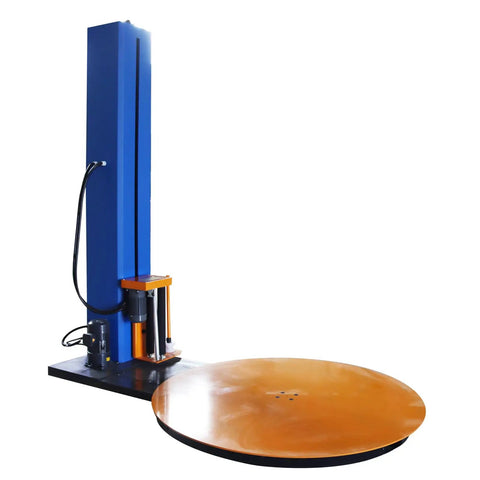 Workhorse Industrial Pallet Wrapping Machine With 4409 Pounds Capacity And 65 Inch Turntable featuring a large rotating plate.