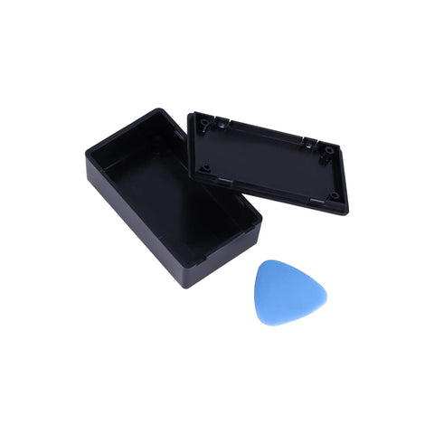 Six Pack Abs Plastic Junction Boxes For Diy Electronics Projects Rock Solid Flame Retardant Enclosure Casing, 2.8 x 1.7 x 0.9 inch, open with blue tool.