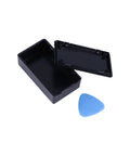 Hella Tough Electronic Junction Box 6 Pack Plastic Hobby Enclosure Premium Build Dustproof Circuit Project Case For Instruments And Diy Gear 72X42X23Mm, black with open lid and blue tool.