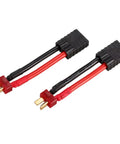 Heavy Duty 12AwG Silicone Rc LiPo Battery Adapter With 100Mm Male To Female T Plug Wire Harness with red and black connectors.
