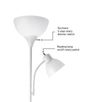 72 Inch Torchiere Floor Lamp With Adjustable Reading Arm Frosted Shades Matte Black Frame Rotary Switch E26 Base