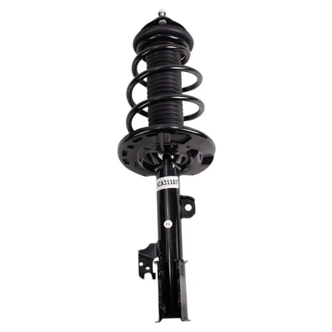 Straight Bolt On Front Left Strut And Coil Spring Assembly Gas Charged Shock with spring and stud mount for easy installation.