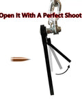 AR500 Steel Target Bullseye Gong 10 Inch Diameter 3/8 Inch Thick With Self Resetting Center Tone Spring in motion from bullet impact