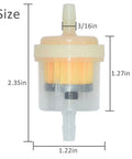 Dimensions of Magnetic Gas Inline Fuel Filter Three Sixteenth Inch Universal Fit For Motorcycle, ATV, Quad And Go Kart, Pack Of Ten