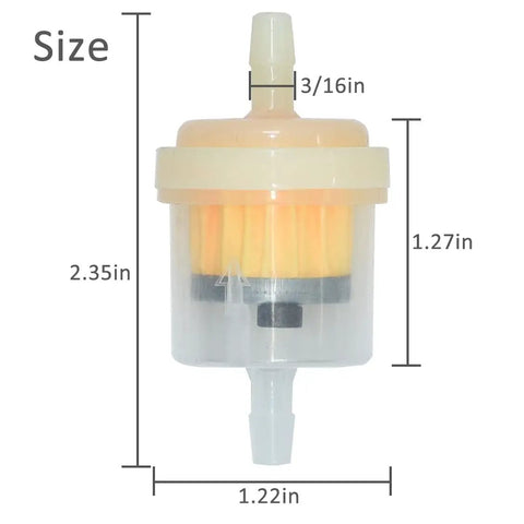 Dimensions of Magnetic Gas Inline Fuel Filter Three Sixteenth Inch Universal Fit For Motorcycle, ATV, Quad And Go Kart, Pack Of Ten