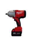 Battle Tested 18 Volt Cordless Impact Wrench With Half Inch Friction Ring Drive and Variable Speed Trigger side view image.