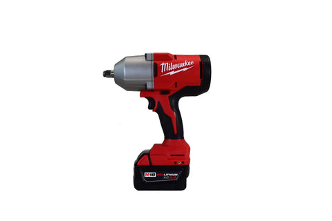 Battle Tested 18 Volt Cordless Impact Wrench With Half Inch Friction Ring Drive and Variable Speed Trigger side view image.