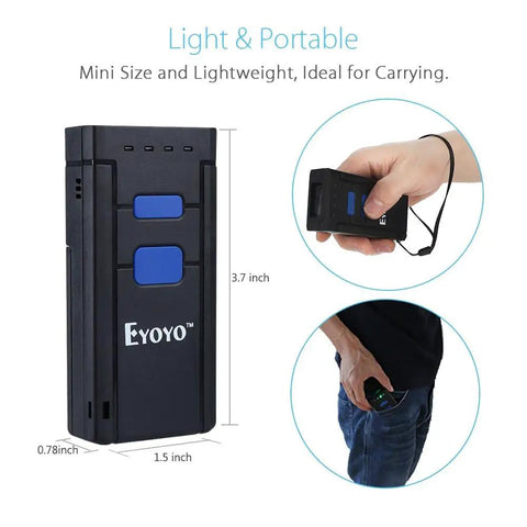 Pocket Size 1D Wireless Barcode Scanner With Bluetooth 3 In 1 2.4G And USB Wired Connectivity For iPhone Android Windows Mac Tablets Or Computers Portable Inventory Reader For Small Biz