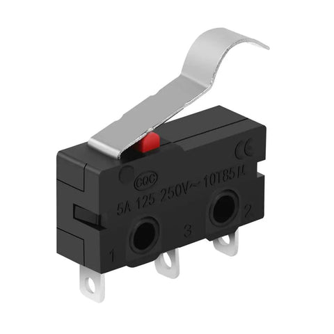 Dope Lever Arm Micro Switch Kit, front view of a single SPDT 1NO 1NC 3 Pin 250V 5A AC Limit Switch for CNC mills, DIY projects.