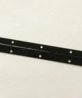 Close-up of 6 Inch heavy duty metal piano hinge with pre-drilled holes for cabinet doors and toolbox hardware.