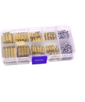 280 Pcs M2.5 Bolt and Nut Set With Brass Spacers Stainless Steel Screws and Nuts All In One Kit for Equipment Repair and DIY Projects Includes Multiple Diameters and Lengths to Fit Different Thicknesses, organized in a plastic case