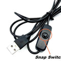 USB cable with snap switch for Upgraded 395Nm Nail Lamp With Big Chip Flash Curing, Ten Inch Gooseneck Clamp USB Powered Five Volt Portable UV Light.