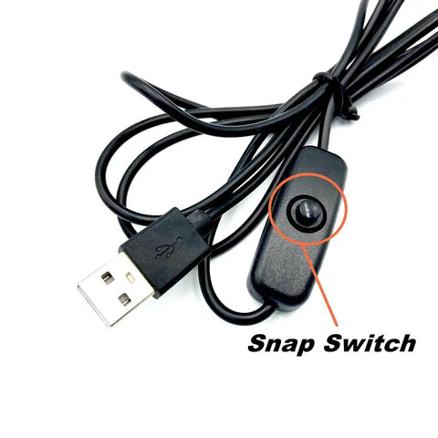 USB cable with snap switch for Upgraded 395Nm Nail Lamp With Big Chip Flash Curing, Ten Inch Gooseneck Clamp USB Powered Five Volt Portable UV Light.