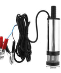 Heavy Duty 12V Submersible Electric Pump For Diesel Fuel Water Oil Transfer 38Mm Compact Aluminum Build with alligator leads and wire.
