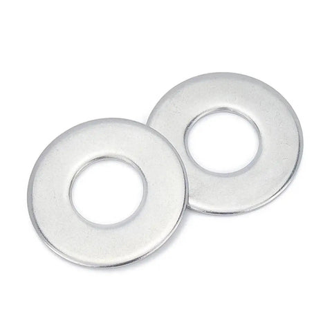 Stainless Steel Flat Washers Set M3 M4 M5 Assortment Kit 200-Piece Heavy-Duty Load Spreading Washers For Even Tension And Tight Fastening Go-To For Furniture, Automotive, And DIY Projects Indoors Or Outdoors. Two stainless steel M5 flat washers