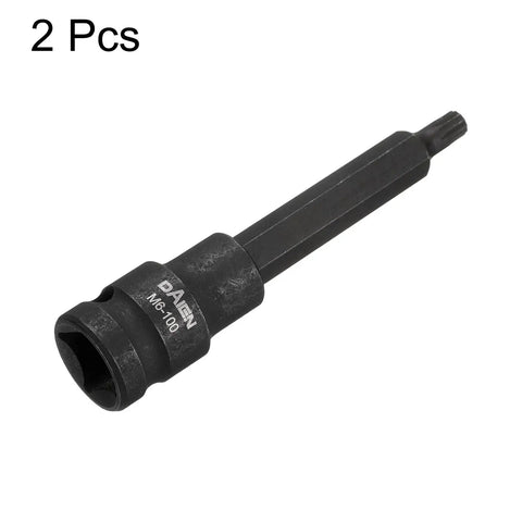 Two Piece M6 Triple Square Bit Socket Set 100mm Length 3.94 Inches One Half Inch Drive Extension For Impact Power Nut Driver Bits S2 Steel Black Finish for automotive repairs
