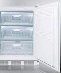 Heavy Duty Medically Certified Upright Freezer With 3.5 Cu Ft Storage And Minus 25 Degree C Low Temp Operation featuring three clear drawers.