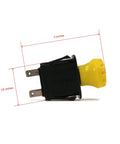Side view of Yellow 12V DC Push Button Rotary Actuator Switch With 2 Position Normally Open 2 Way Flush Mount, showing 3x1.5 inches dimensions.