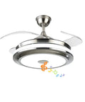 36 Inch Modern Ceiling Fan With Light Smart Bluetooth Music Player Chandelier Style Three Color Options 3 Speeds Invisible Blades Remote Control Silent Copper Motor LED Light Kit Included