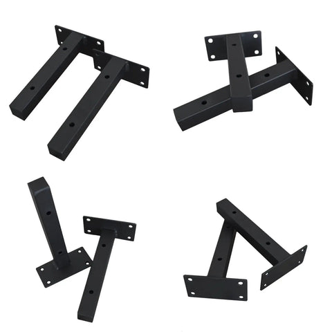 Heavy Duty Black Floating Shelf Brackets 30 Cm Wide Solid Iron Wall Supports Tough As Nails Design showing multiple angles and views.