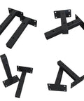 Heavy Duty Floating Shelf Brackets 30 Cm Black 2 Pack Wall Mounted Iron Supports showing different angles and positions.