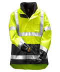 Hi Vis ANSI Compliant 3 In 1 Multi Layer Jacket With Reflective Strips And Flame Resistant Liner Yellow Safety Gear For Work Regular Fit X Large