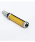 Top And Bottom Bearing Flush Trim Router Bit Set For Smoother Edges And Perfect Cuts With 1/2In Or 12mm Shank Options To Handle Any Woodwork Project Like A Pro Now, close-up of a router bit with yellow casing.