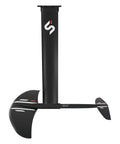 Side view of One-Lock Wake Foil Quick Start Package with Ease 1250 front wing, Verse 270 tail, 72cm aluminum mast in black.