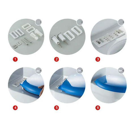 Ultra Premium Duroplast D Shaped Toilet Seat With Dead Quiet Slow Close Hinges And Quick Swap Top Fix Brackets installation steps with hardware.