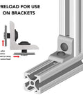 Centered Slide In Economy T Nuts For 1 Inch 10 Series Aluminum Extrusions One Quarter By Twenty Bolts Compatible 25 Pack installed