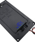 Twin AA Panel Mount Battery Holder Case Box With Integrated Power Switch And Wire Leads For Diy Electronics Builds and Custom Rigs, black