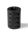 Rigid Shaft Coupling 1/4 To 1/4 Bore, 11/16 In OD, 1-1/8 In Length, Double Split Clamp, Black Oxide Finish, 4-40 X 3/8 In Set Screws