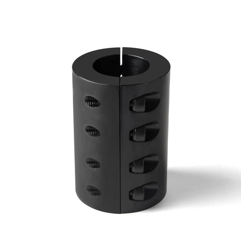 Rigid Shaft Coupling 1/4 To 1/4 Bore, 11/16 In OD, 1-1/8 In Length, Double Split Clamp, Black Oxide Finish, 4-40 X 3/8 In Set Screws