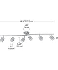 Dimensions of Kearney 6-Light Foldable Track Lighting in Brushed Nickel with White Glass Shades, adjustable heads for home use