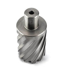 Annular cutter with Weldon shank, 1-5/8 in cutting diameter, 2 in depth of cut, silver metal