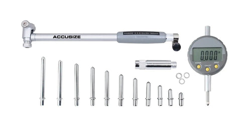 Digital Bore Gauge Pro Grade 2 To 6 Inch With 0.0005 Inch Resolution, Self Centering, 6 Inch Stem, Imperial And Metric Readouts, AGD2 Style Dial Indicator, Includes Case And Holder, Battery Ready With CR2025