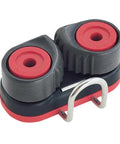 Micro Cam-Matic Aluminum Cleat Kit With Wire Fairlead For Sailboat Rigging featuring red and black cam cleats and wire fairlead
