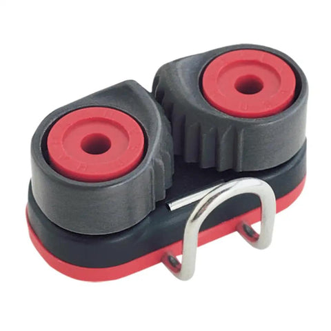 Micro Cam-Matic Aluminum Cleat Kit With Wire Fairlead For Sailboat Rigging featuring red and black cam cleats and wire fairlead