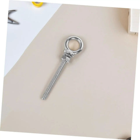 Single stainless steel threaded eyebolt M10x100mm with ring shown on a light surface for industrial and construction use