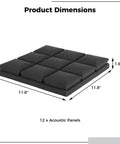 High Density Acoustic Foam Wall Panels Twelve Pack Heavy Hitter Noise Dampening Studio Tiles For Home Living Room Recording Echo Reducer Straight Edge Polyurethane Soundproofing Real Deal 11.8 inch acoustic panels shown
