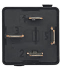 Bottom view of Beefy Heavy Duty 40A 12V DC 4 Pin SPST Auto Relay Pack Of 2 For VW Tiguan Q5 A4 Atlas OEM Direct Replacement Fits Bosch 0332019150 And Denso 25610 3L000 Codes P0230 P069E Plug And Play showing pins and labels.
