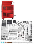 55 Inch 10 Drawer Rolling Tool Cabinet With 75 Lb Full Extension Ball Bearing Slides And Quick Disconnect. Double Wall Steel. Filled with various tools.