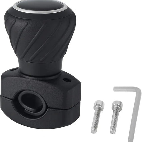 Universal Go-To Steering Wheel Spinner Knob For Kubota Tractors Black Polyurethane 1.25 Inch Shaft with bolts and wrench