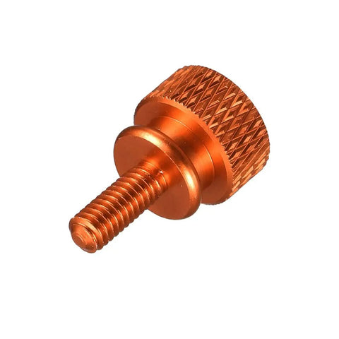 Orange M4 x 10mm Shoulder Knurled Thumb Screw for PC Case, Aluminum Alloy, Close-up View