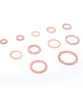 Ultimate 280-Piece Solid Copper Sump Plug Washer Set Kit With Complete Metric Pack Oil Drain Seals For Auto And Marine Engines To Stop Drip Leaks Like A Boss During Quick Maintenance And Major Repairs, assorted solid copper washers on white