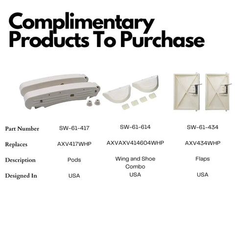 Complementary parts for Gearbox Assembly Replacement For Hayward Navigator Pro Pool Cleaner, showing pods and flap components.