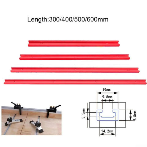 Heavy Duty T Track Miter Jig For Woodworking Router Table Aluminum Alloy Construction Red Track System 300mm 400mm 500mm 600mm